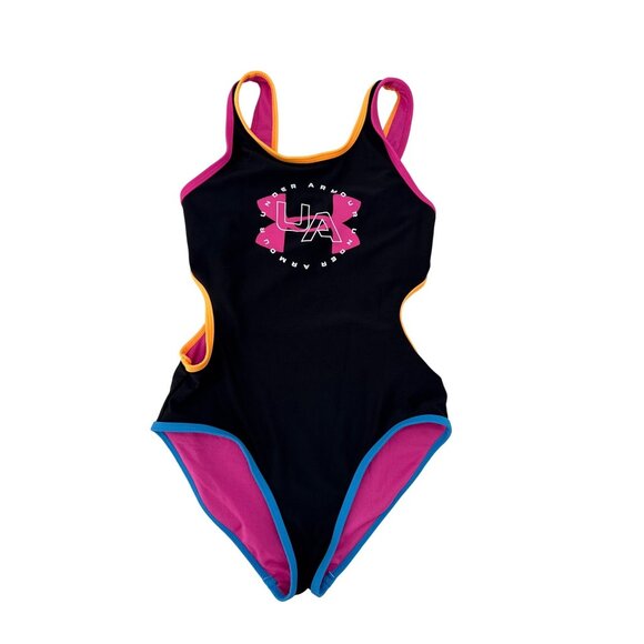 Under Armour Other - Under Armour Big Girls Size 12 Swimsuit UPF 50 One Piece UPF 50 Black Multicolor